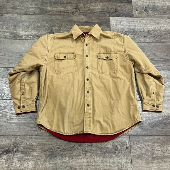 Vintage Puritan Fleece Lined Shirt Jacket Shacket Khaki Tan Men's Large - Picture 1 of 8